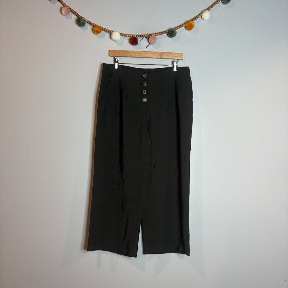Loft forest green High Waist button fly cropped pants